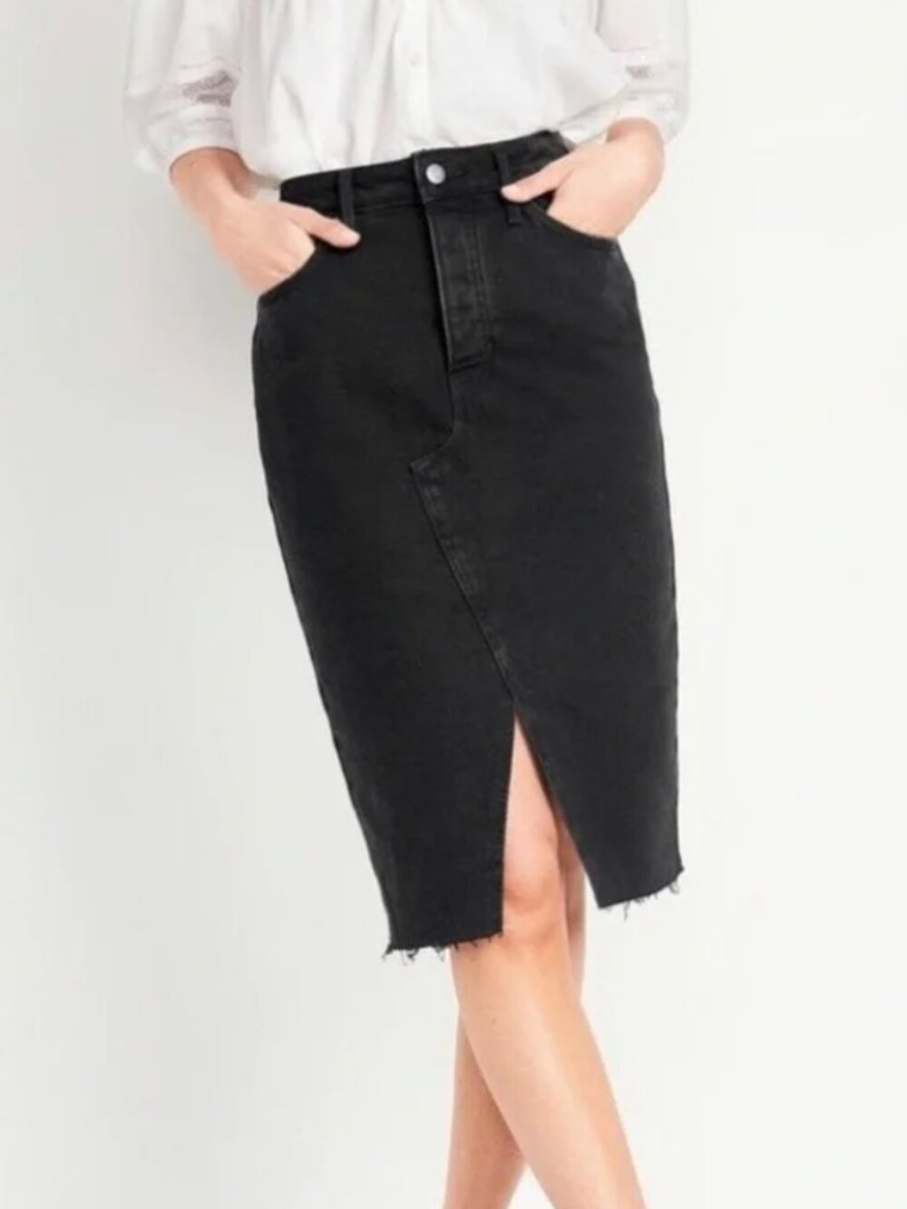 Old Navy Higher-High Waisted Split-Front Midi Pencil Skirt Women's US Size 10